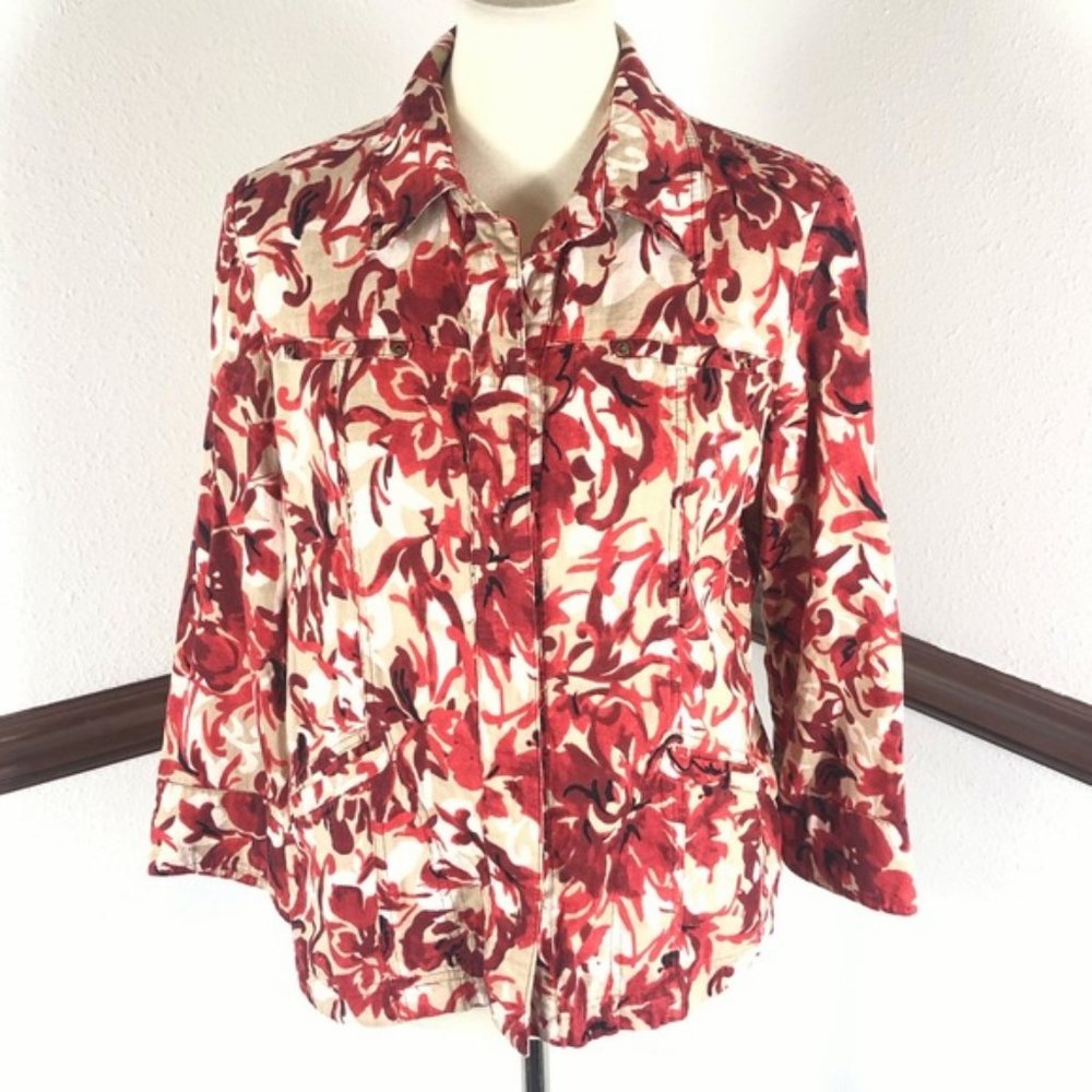 Coldwater Creek Lightweight Linen Blend Jacket 10